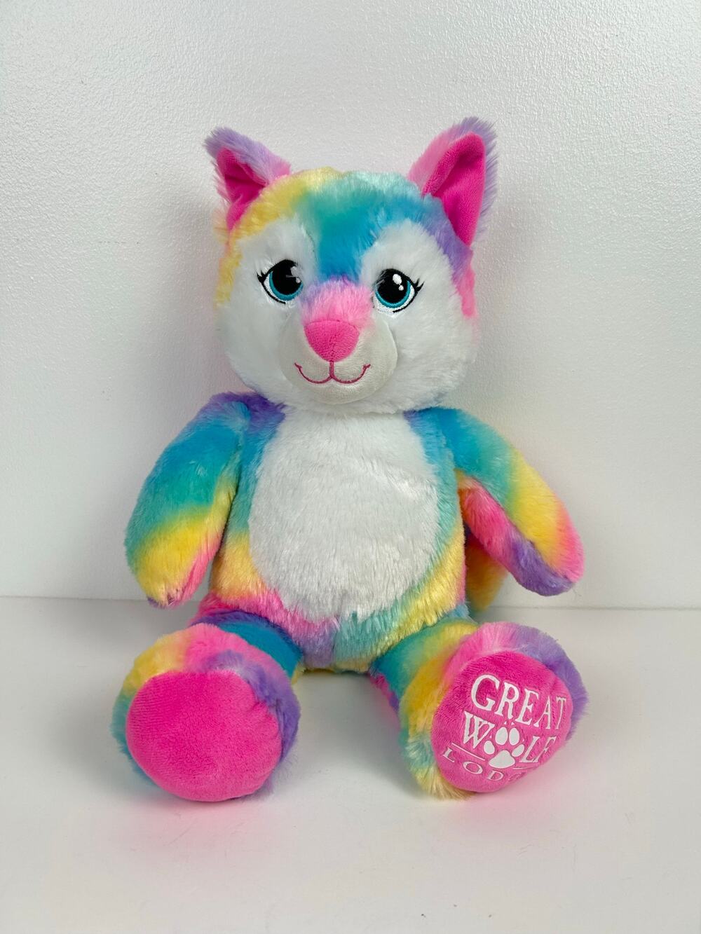 Build A Bear Workshop Great Wolf Lodge Rainbow Violet Wolf Plush Stuffed Animal